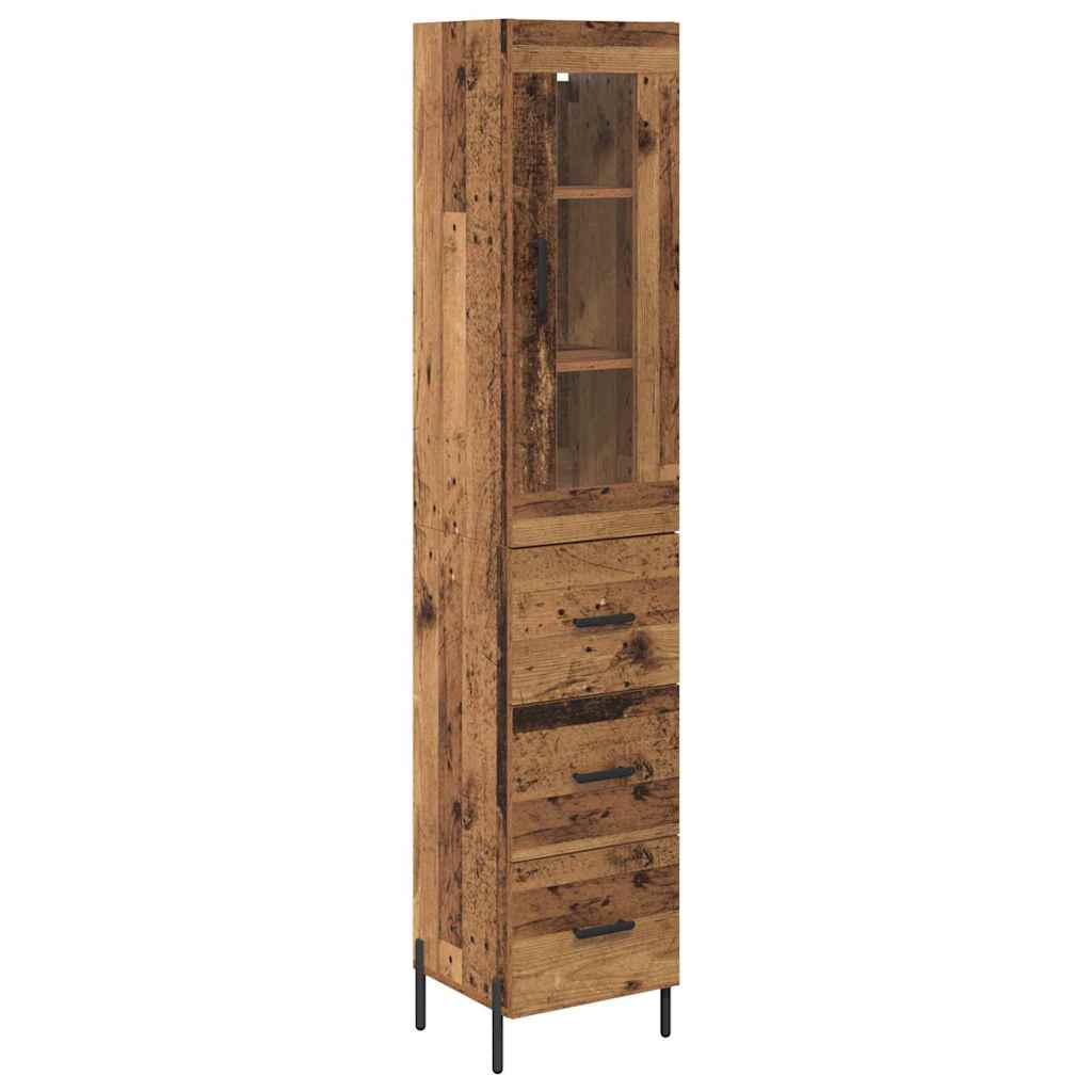 vidaXL Highboard z szufladą Stare drewno 34,5 x 34 x 180 cm