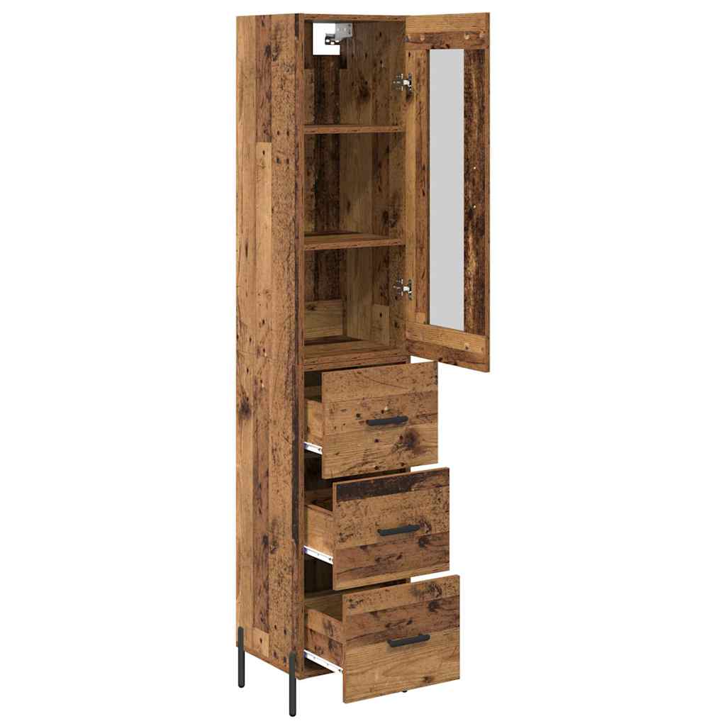 vidaXL Highboard z szufladą Stare drewno 34,5 x 34 x 180 cm