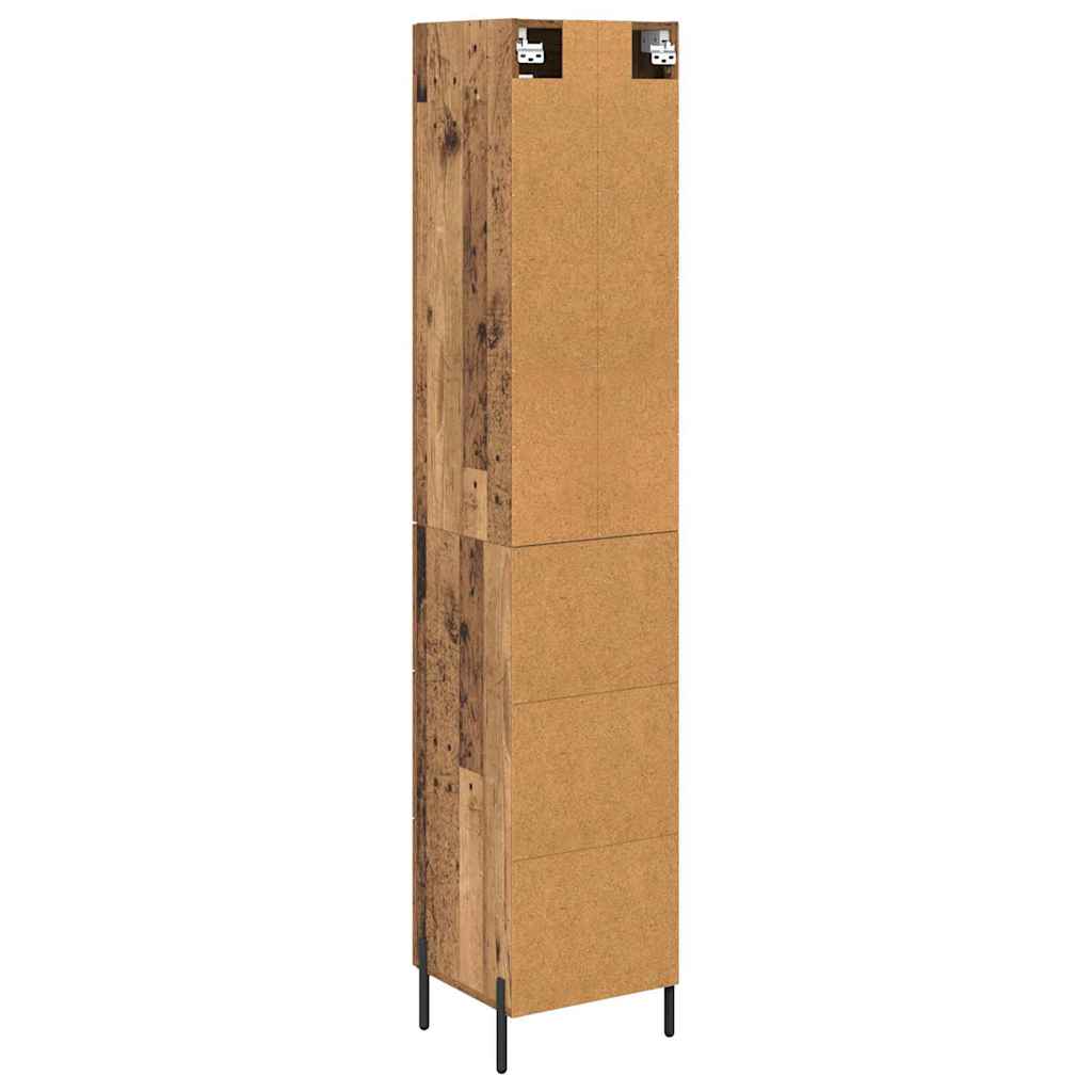 vidaXL Highboard z szufladą Stare drewno 34,5 x 34 x 180 cm