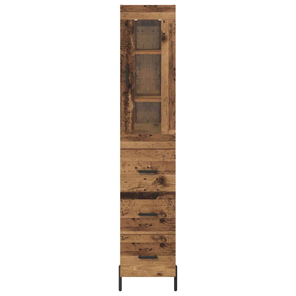 vidaXL Highboard z szufladą Stare drewno 34,5 x 34 x 180 cm