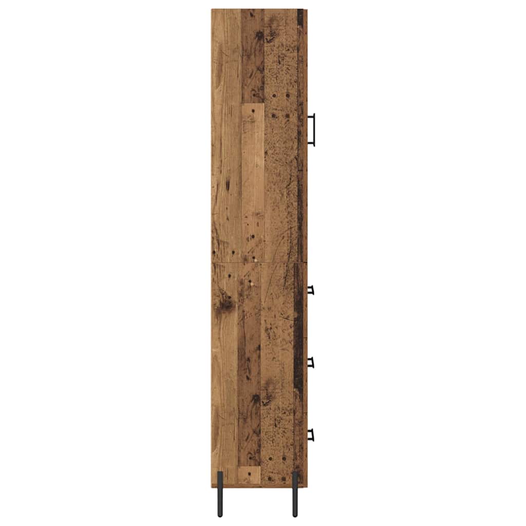 vidaXL Highboard z szufladą Stare drewno 34,5 x 34 x 180 cm