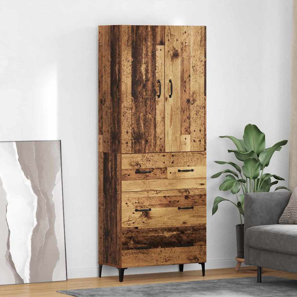 vidaXL Highboard Montowane na ścianie Stare drewno 69,5 x 34 x 180 cm