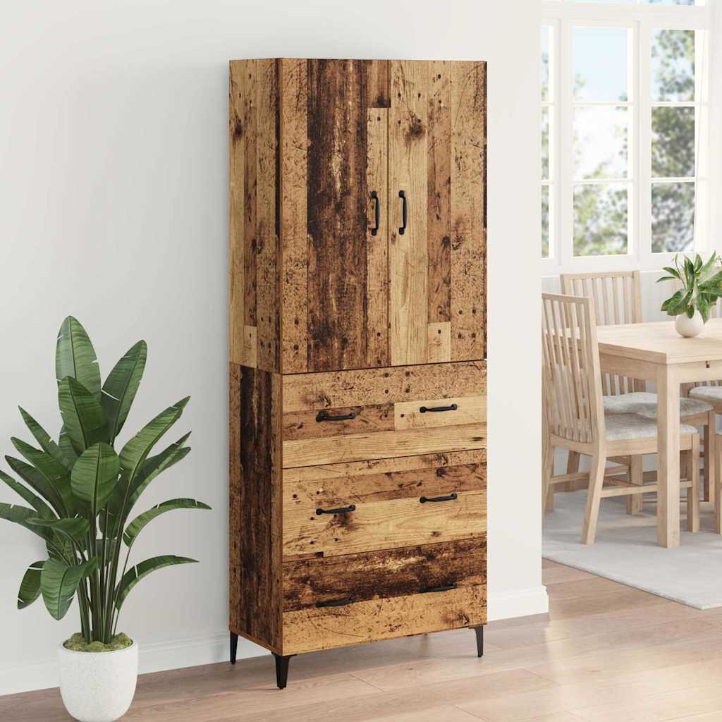 vidaXL Highboard Montowane na ścianie Stare drewno 69,5 x 34 x 180 cm