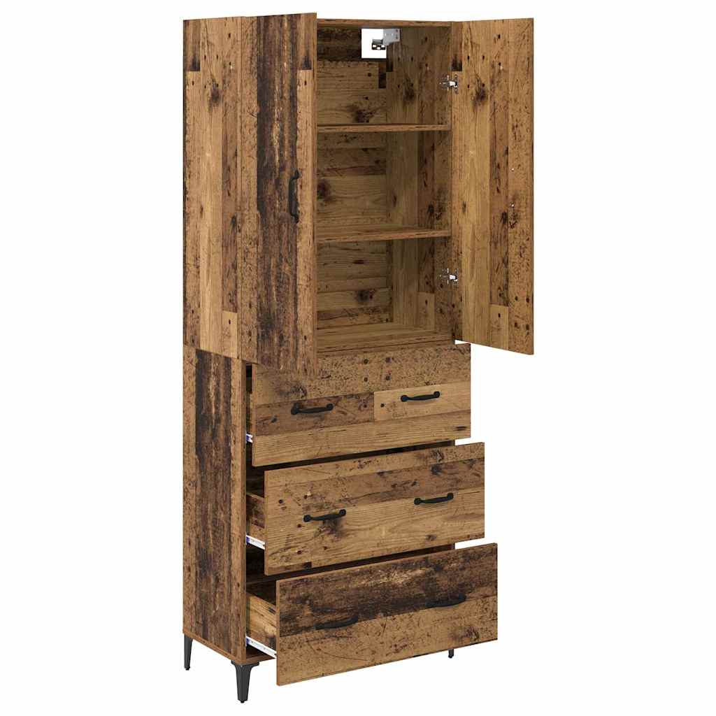 vidaXL Highboard Montowane na ścianie Stare drewno 69,5 x 34 x 180 cm