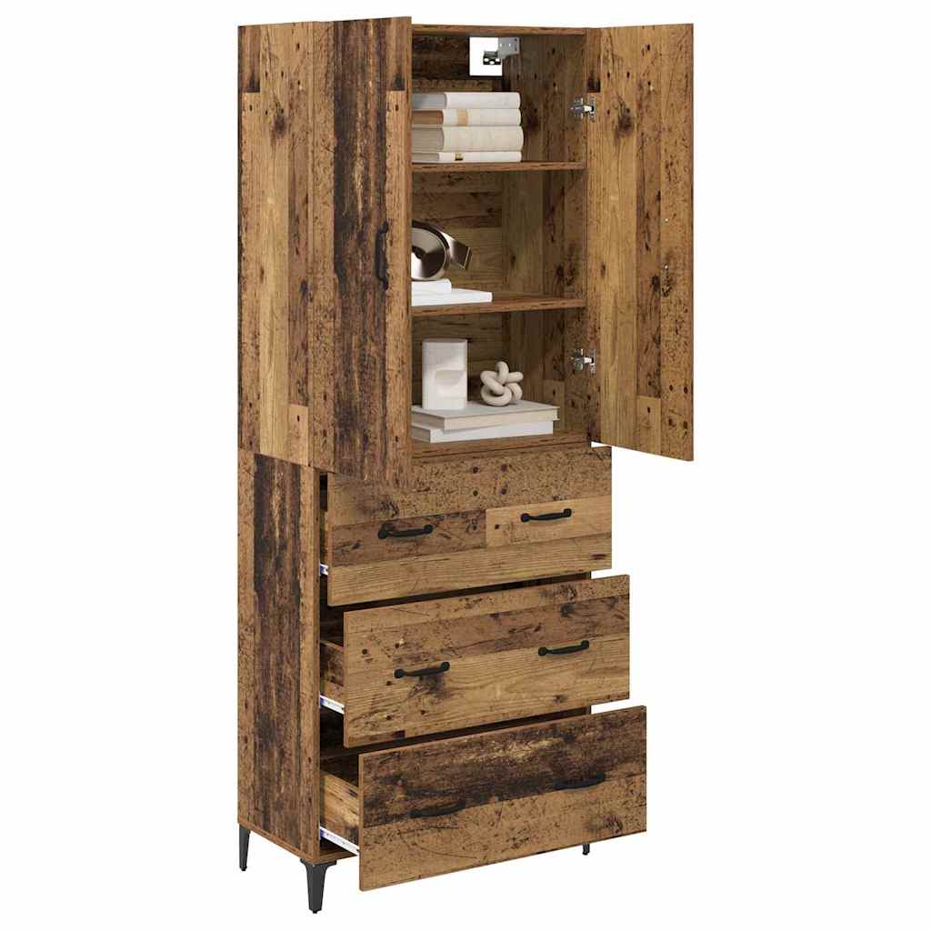 vidaXL Highboard Montowane na ścianie Stare drewno 69,5 x 34 x 180 cm