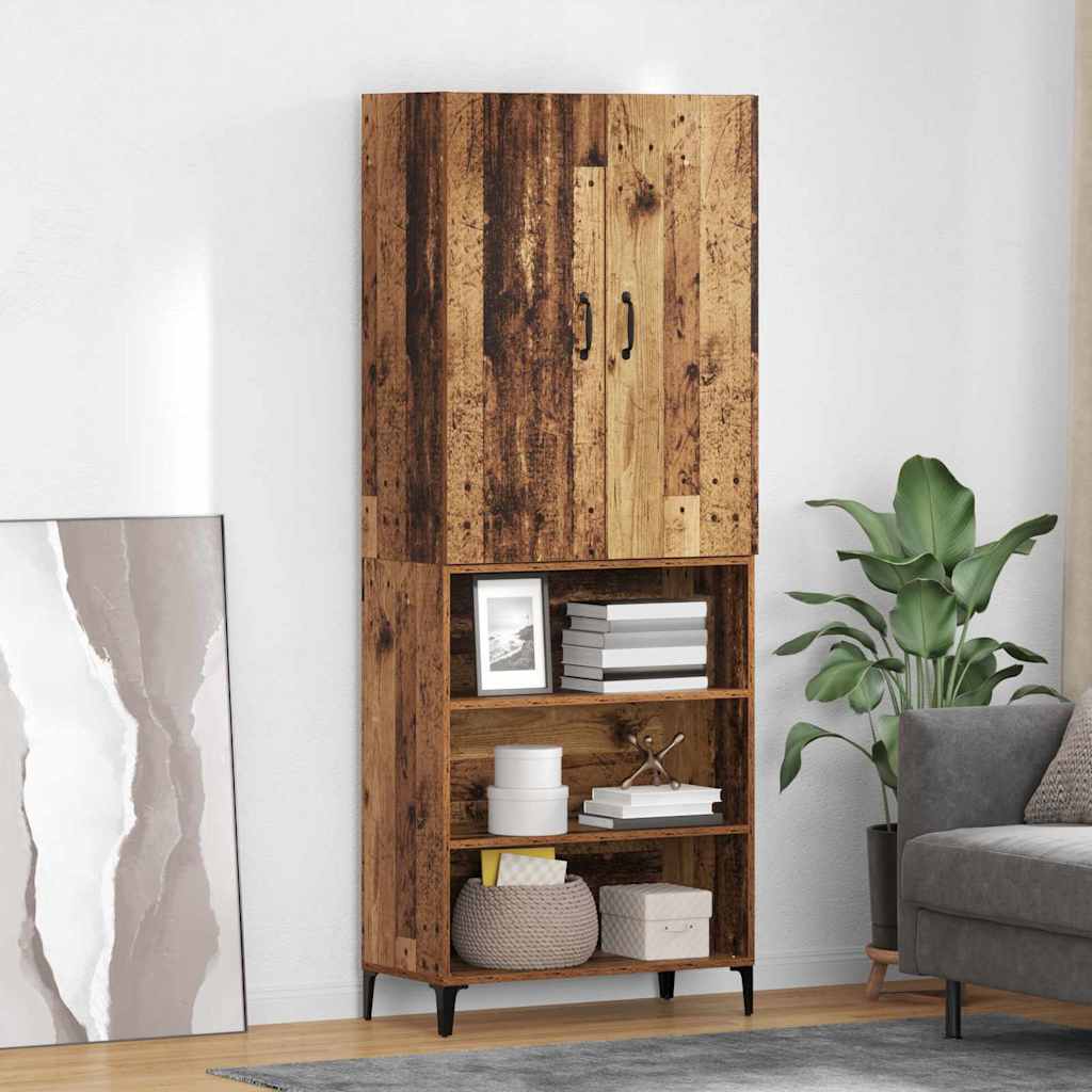 vidaXL Highboard Montowane na ścianie Stare drewno 69,5 x 34 x 180 cm