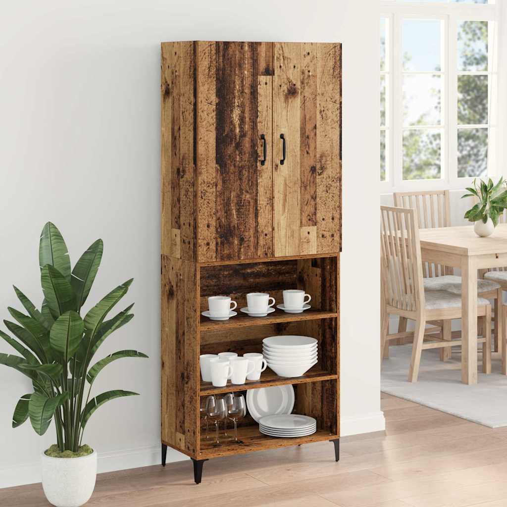 vidaXL Highboard Montowane na ścianie Stare drewno 69,5 x 34 x 180 cm