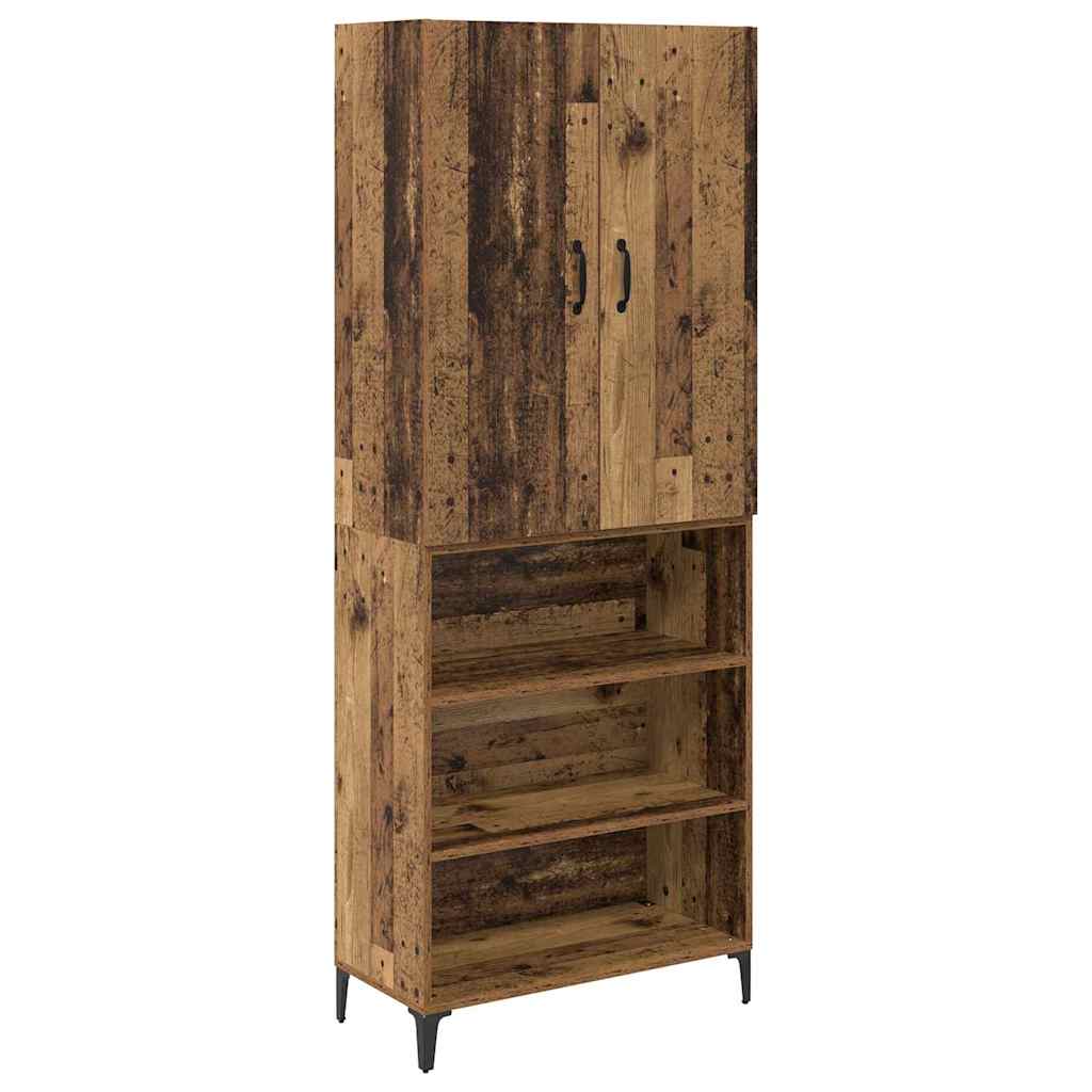 vidaXL Highboard Montowane na ścianie Stare drewno 69,5 x 34 x 180 cm