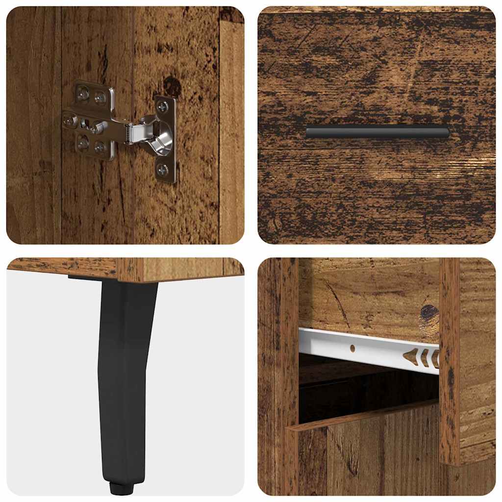 vidaXL Highboard z szufladą 2 pcs Stare drewno Materiał drewnopochodny