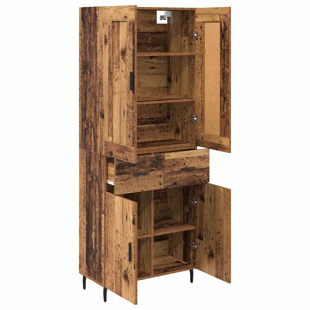 vidaXL Highboard z szufladą 2 pcs Stare drewno Materiał drewnopochodny