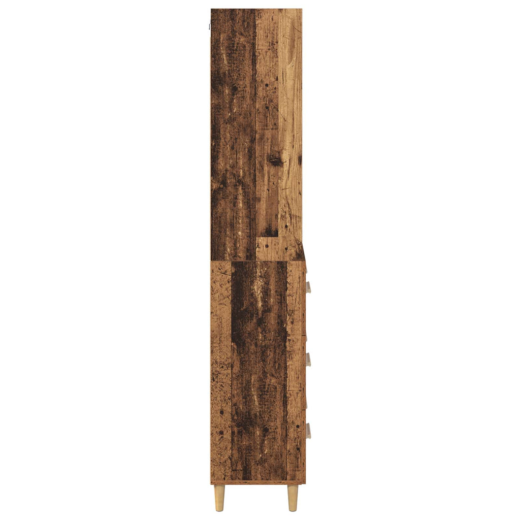 vidaXL Highboard z szufladą Stare drewno 69,5 x 32,5 x 180 cm