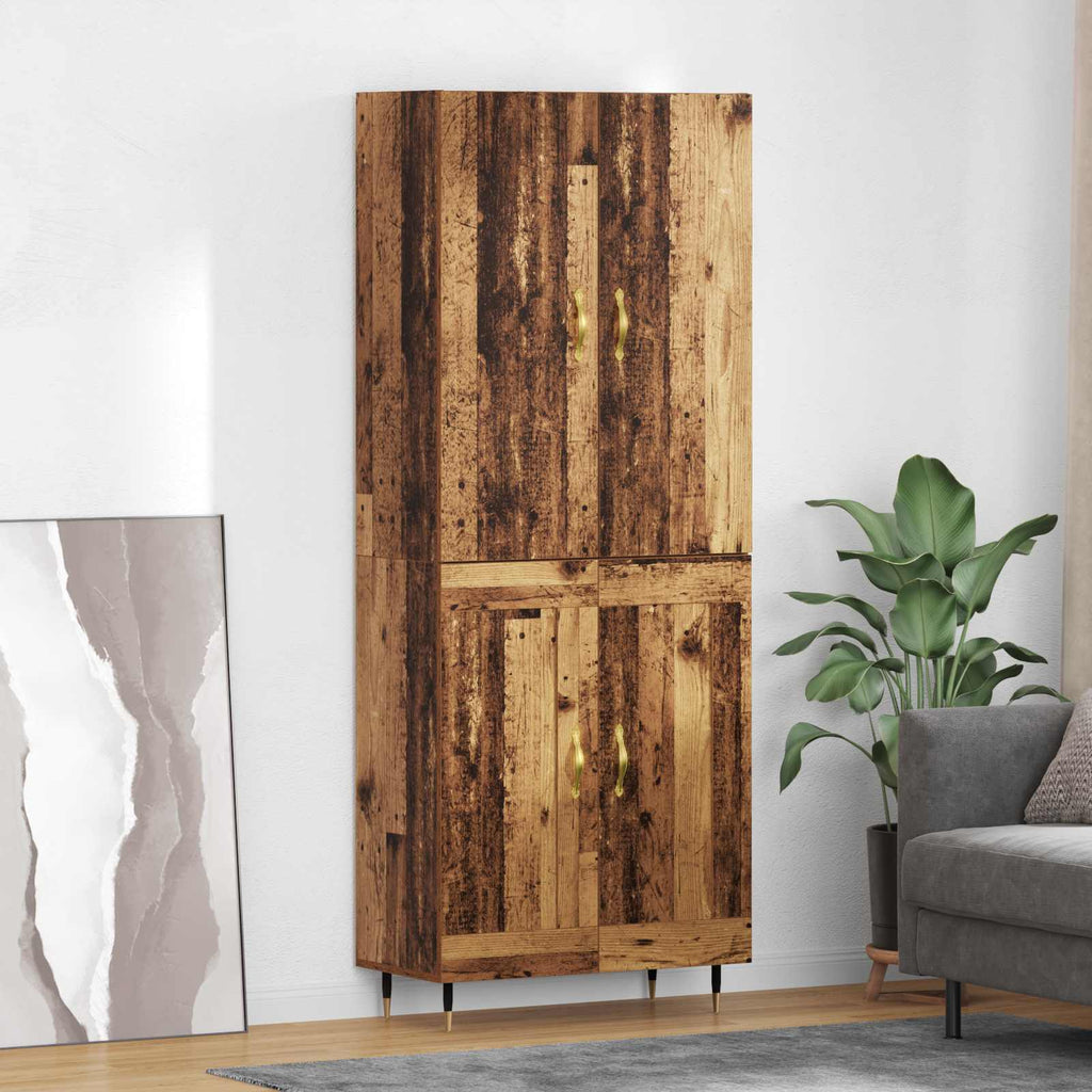vidaXL Highboard Montowane na ścianie Stare drewno 69,5 x 34 x 180 cm