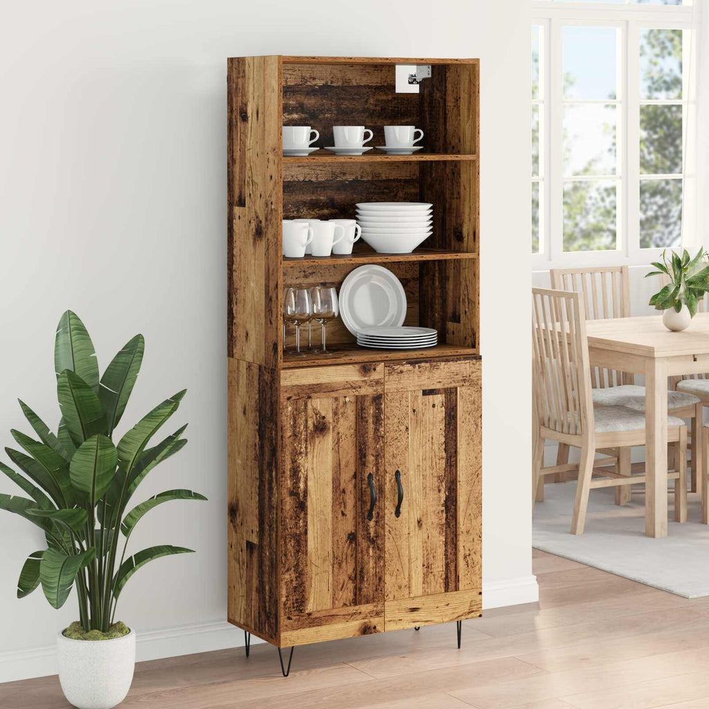 vidaXL Highboard 2 pcs Stare drewno Materiał drewnopochodny