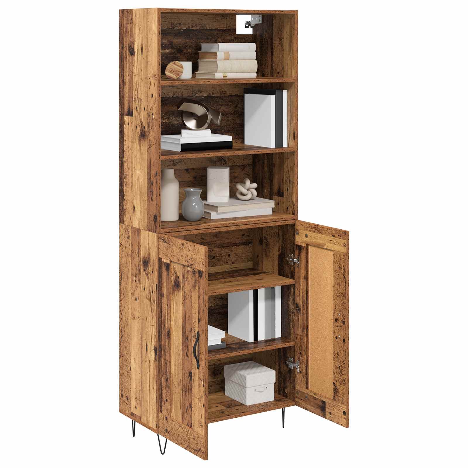 vidaXL Highboard 2 pcs Stare drewno Materiał drewnopochodny