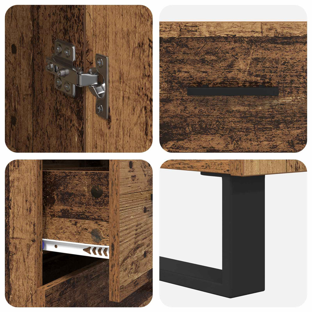 vidaXL Highboard z szufladą Stare drewno 69,5 x 34 x 180 cm