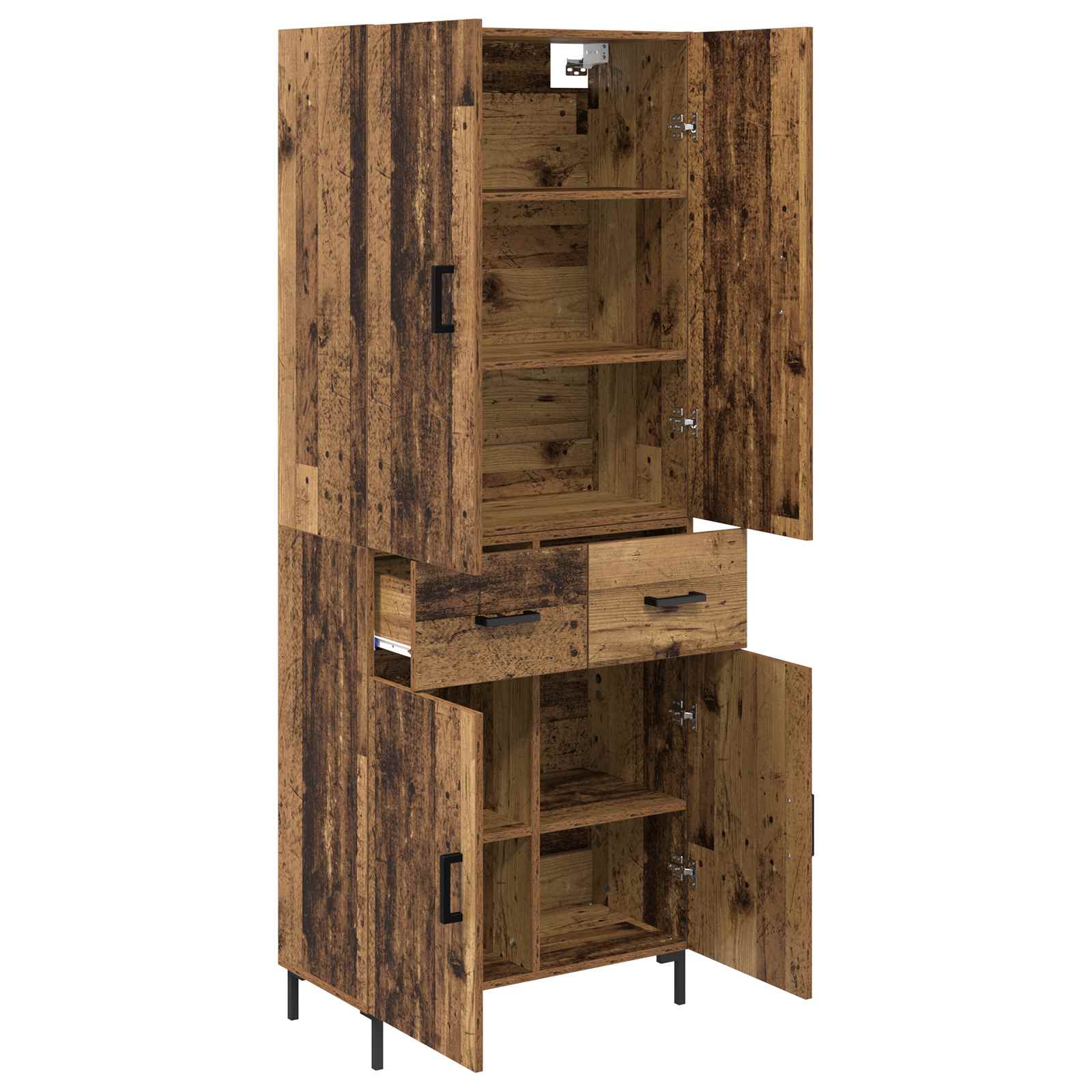 vidaXL Highboard Montowane na ścianie Stare drewno 69,5 x 34 x 180 cm
