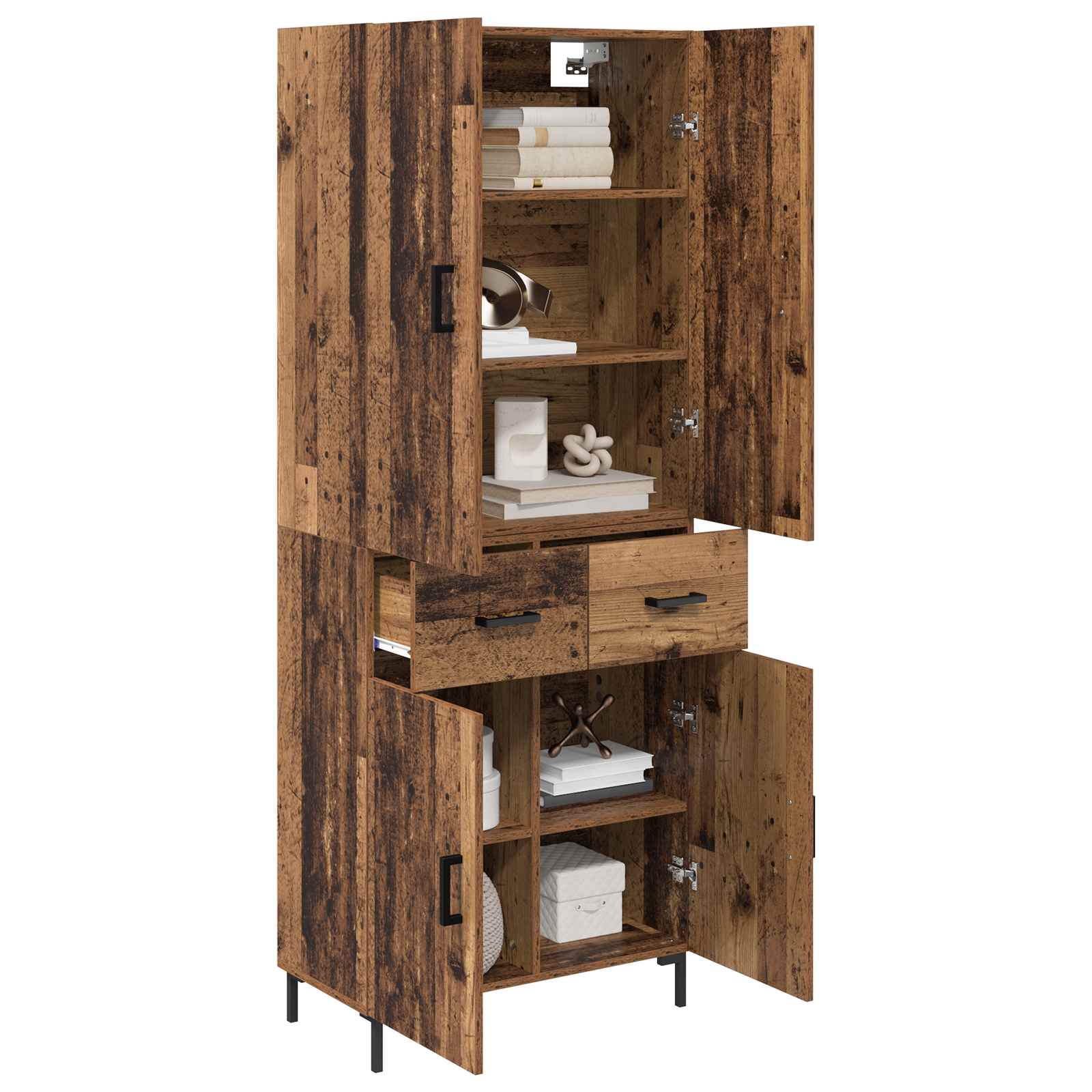 vidaXL Highboard Montowane na ścianie Stare drewno 69,5 x 34 x 180 cm