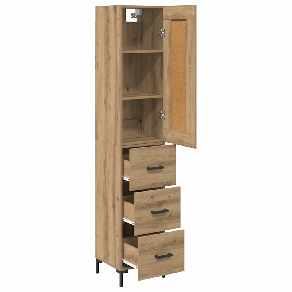 vidaXL Highboard z szufladą Dąb rzemieślniczy 34,5 x 34 x 180 cm