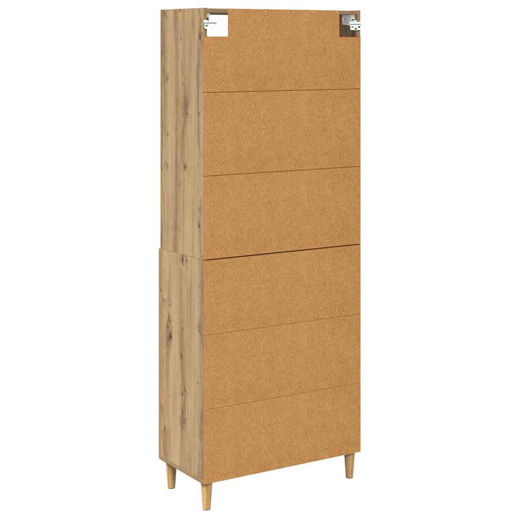 vidaXL Highboard Dąb rzemieślniczy 69,5 x 32,5 x 180 cm