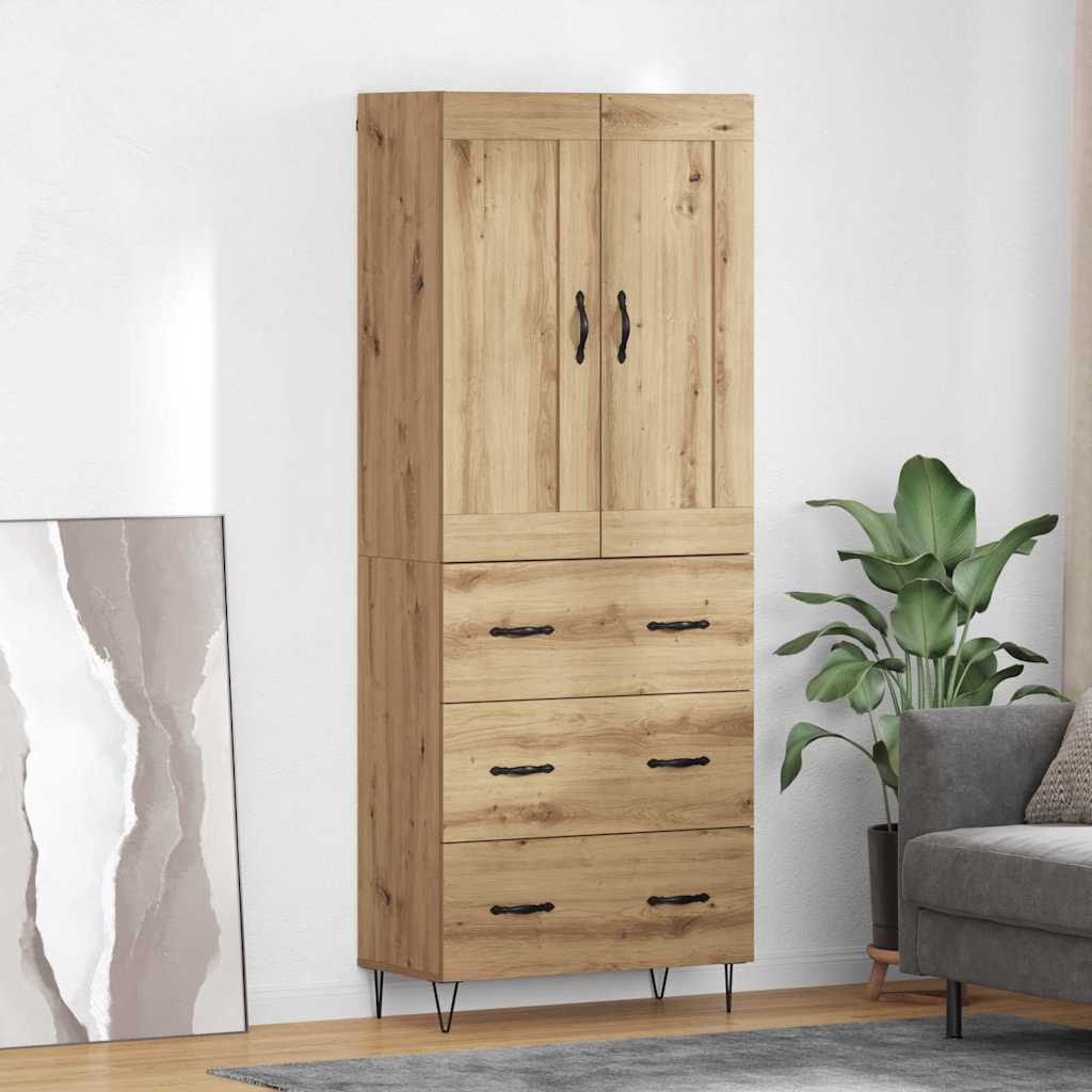 vidaXL Highboard Dąb rzemieślniczy 69,5 x 34 x 180 cm