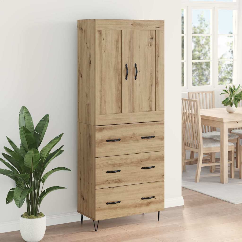 vidaXL Highboard Dąb rzemieślniczy 69,5 x 34 x 180 cm