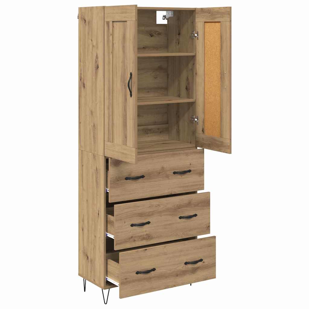 vidaXL Highboard Dąb rzemieślniczy 69,5 x 34 x 180 cm