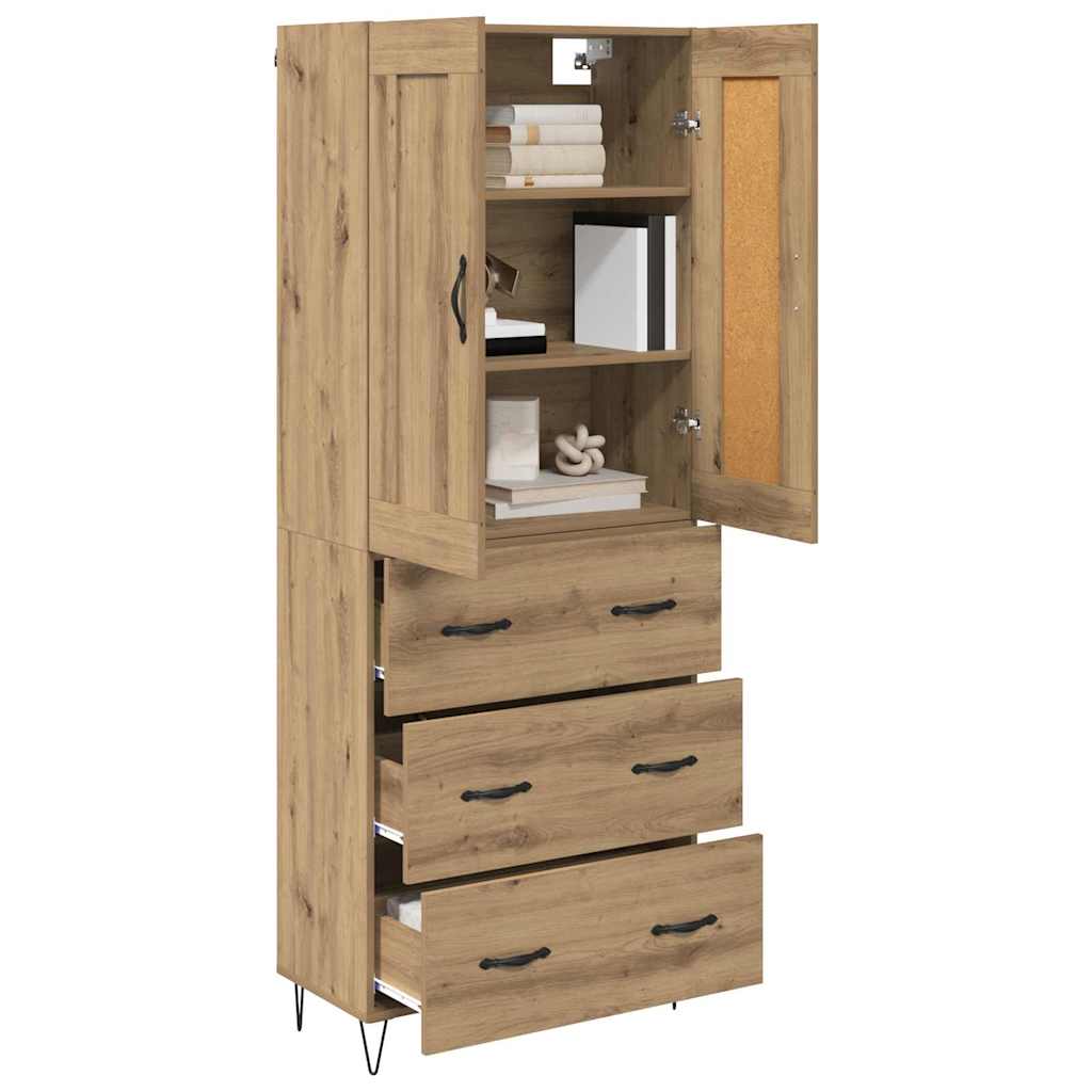vidaXL Highboard Dąb rzemieślniczy 69,5 x 34 x 180 cm