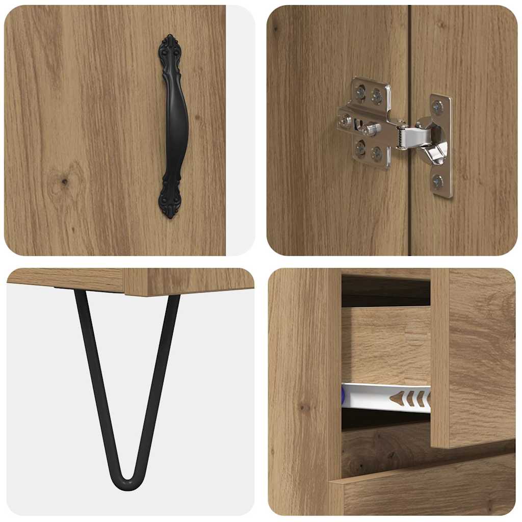 vidaXL Highboard 2 pcs Dąb rzemieślniczy Drewno inżynieryjne i szkło