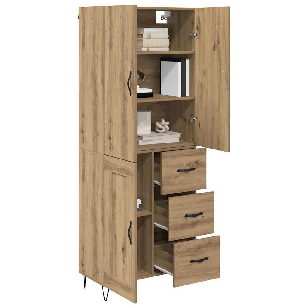 vidaXL Highboard 2 pcs Dąb rzemieślniczy Drewno inżynieryjne i szkło