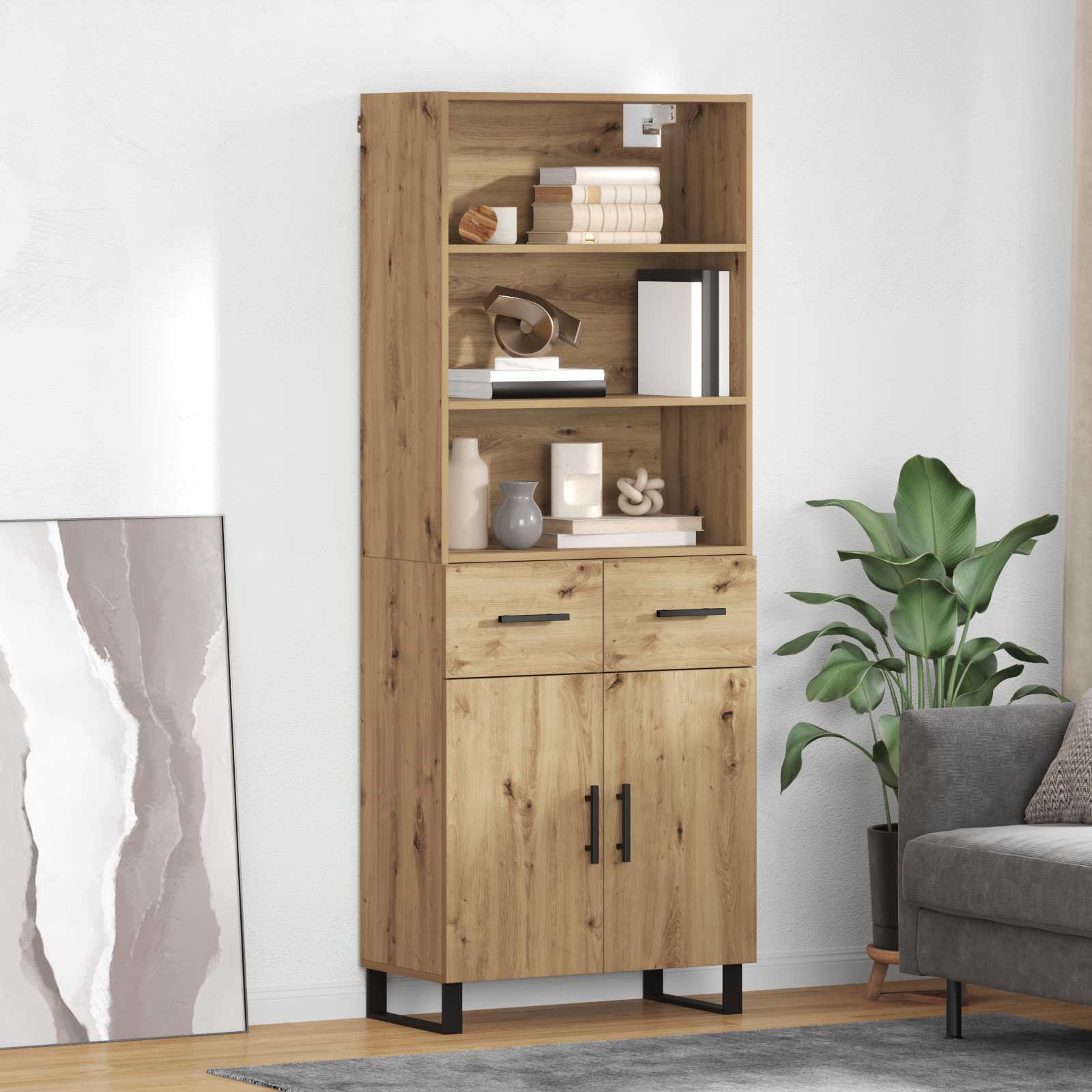 vidaXL Highboard 2 szt. Dąb rzemieślniczy 69,5 x 34 x 180 cm