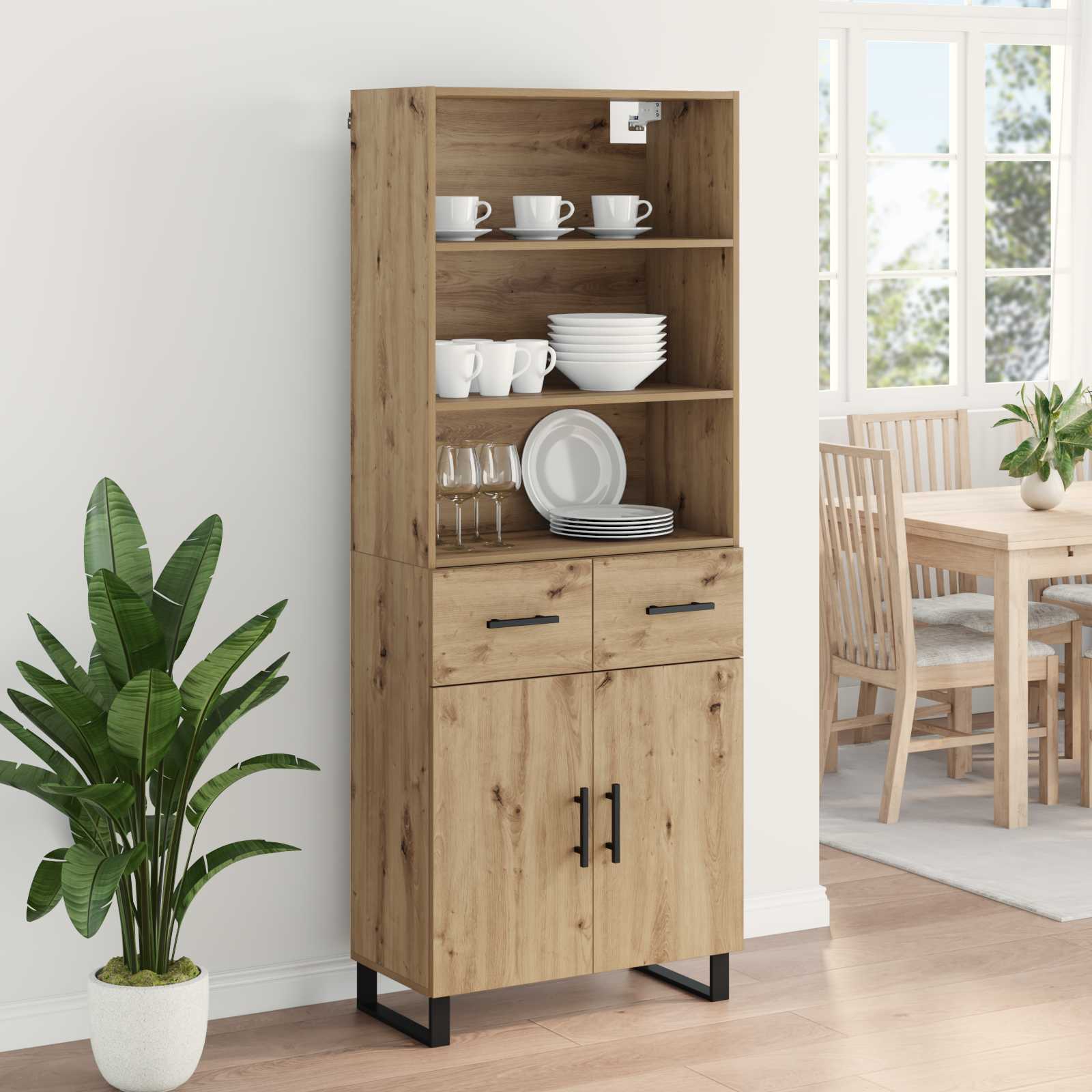vidaXL Highboard 2 szt. Dąb rzemieślniczy 69,5 x 34 x 180 cm