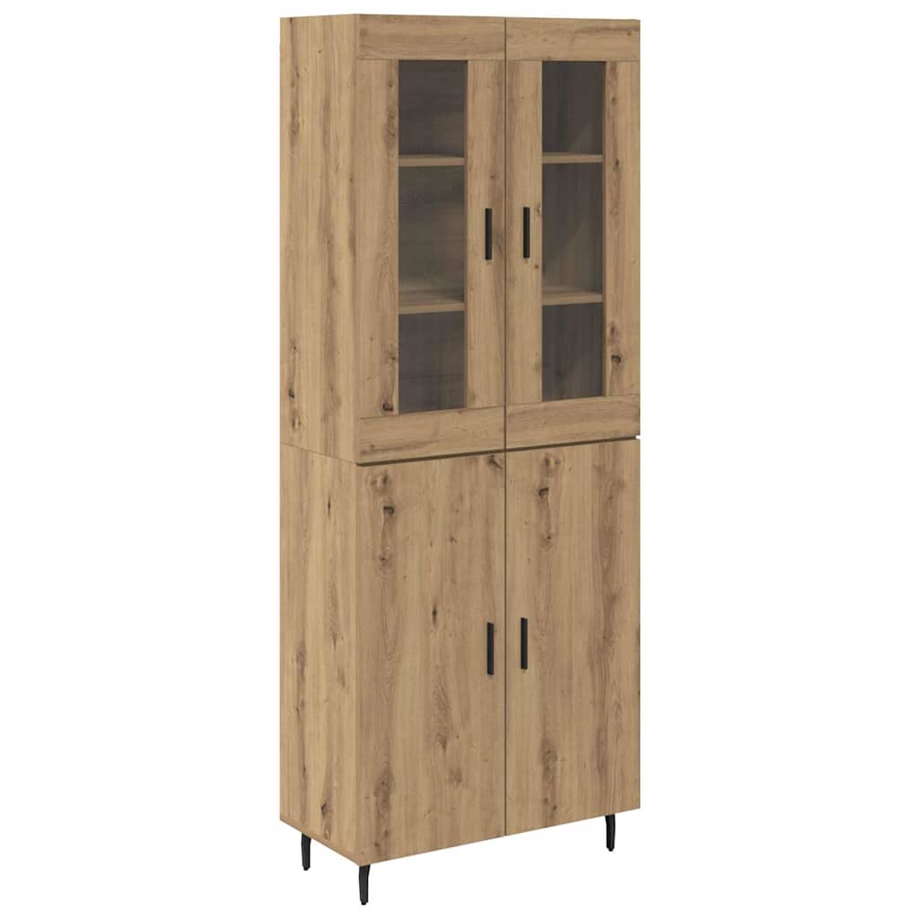 vidaXL Highboard 2 pcs Dąb rzemieślniczy Drewno inżynieryjne i szkło