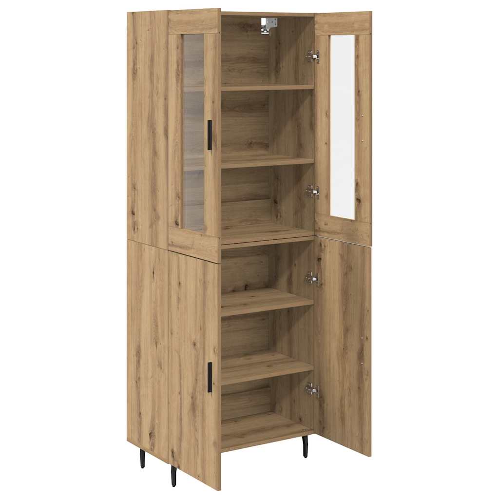 vidaXL Highboard 2 pcs Dąb rzemieślniczy Drewno inżynieryjne i szkło