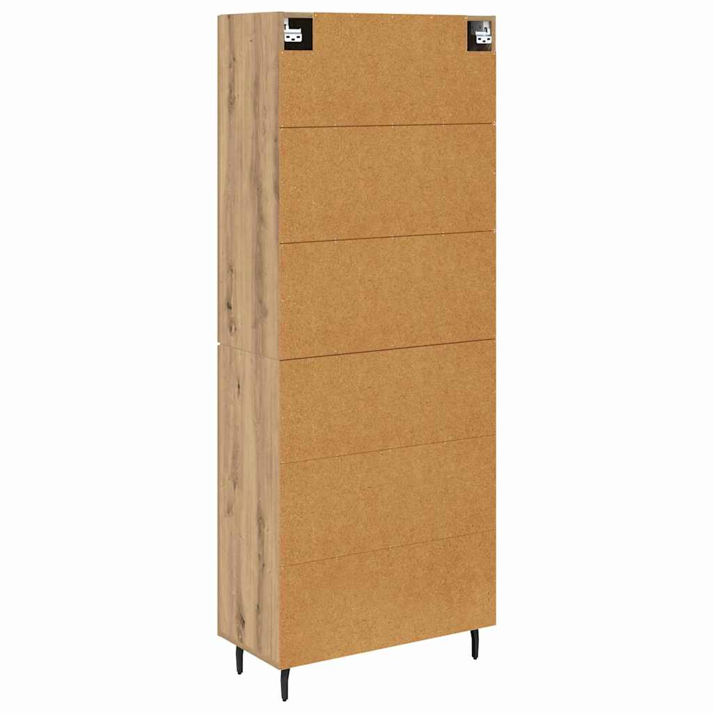 vidaXL Highboard 2 pcs Dąb rzemieślniczy Drewno inżynieryjne i szkło