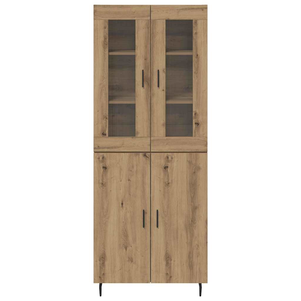 vidaXL Highboard 2 pcs Dąb rzemieślniczy Drewno inżynieryjne i szkło