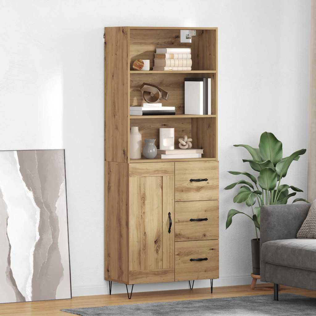 vidaXL Highboard 2 pcs Dąb rzemieślniczy Materiał drewnopochodny