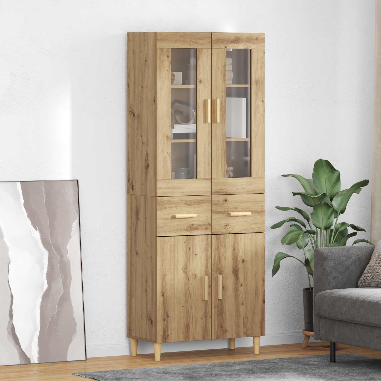 vidaXL Highboard z szufladą Dąb rzemieślniczy 69,5 x 34 x 180 cm