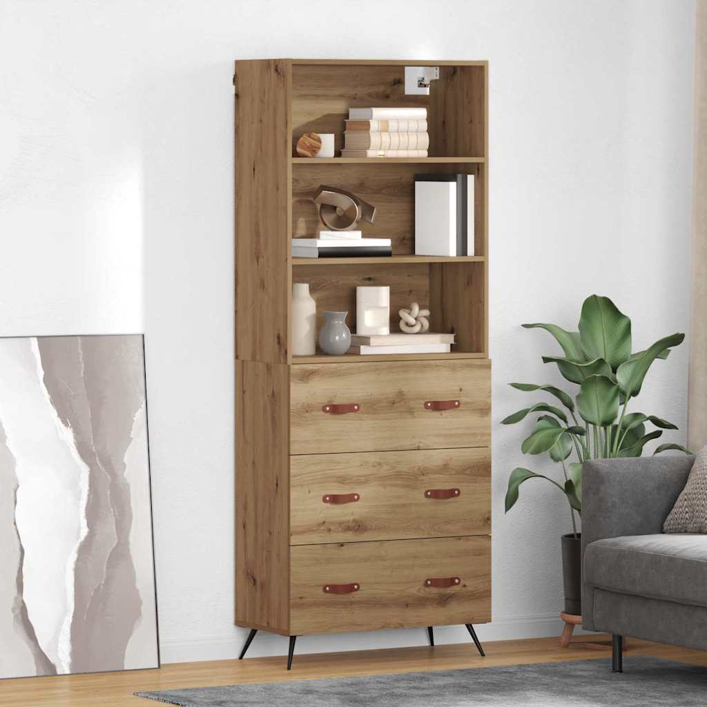 vidaXL Highboard z szufladą Dąb rzemieślniczy 69,5 x 34 x 180 cm