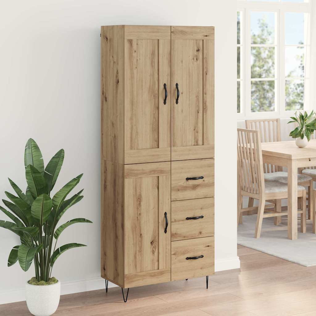 vidaXL Highboard Dąb rzemieślniczy 69,5 x 34 x 180 cm