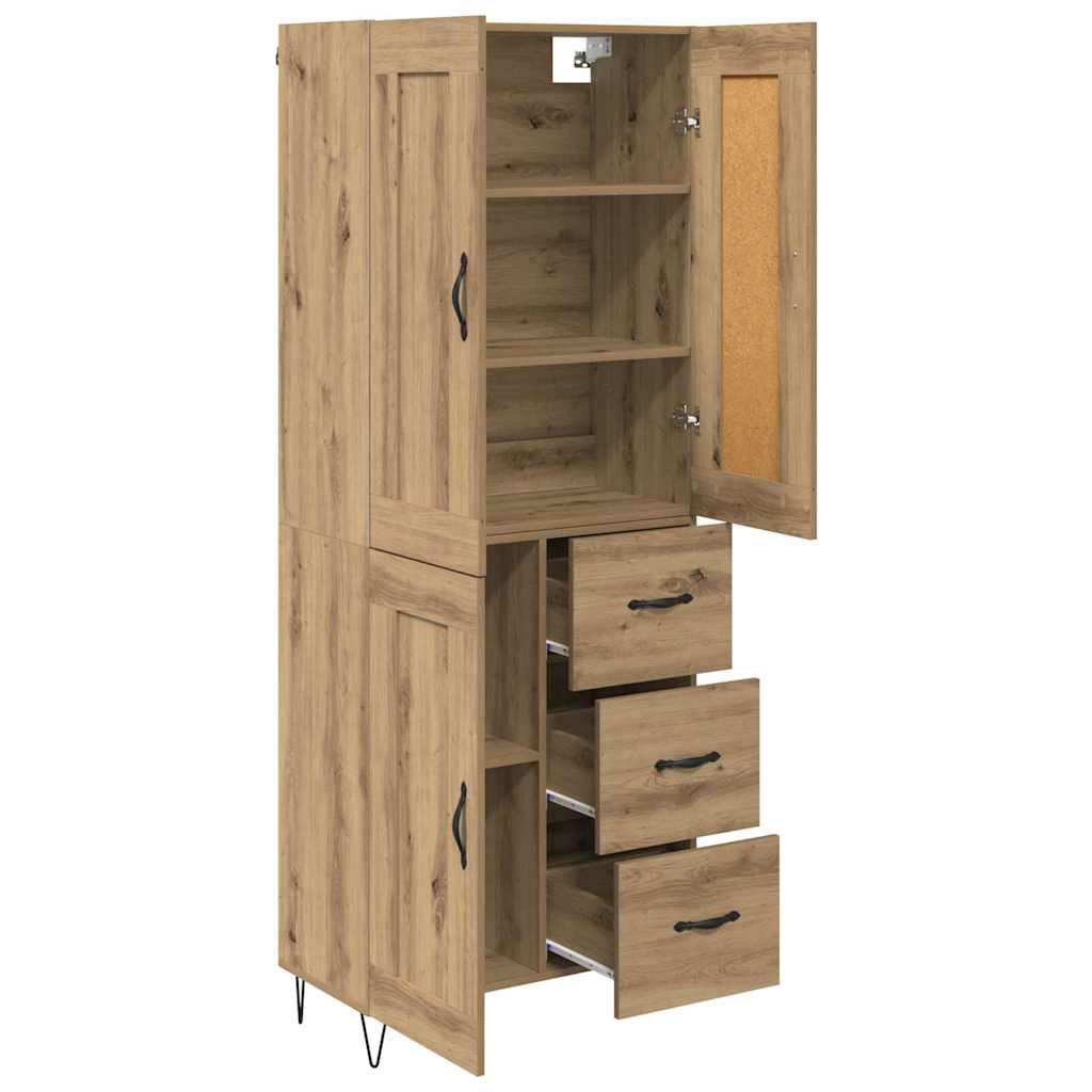 vidaXL Highboard Dąb rzemieślniczy 69,5 x 34 x 180 cm
