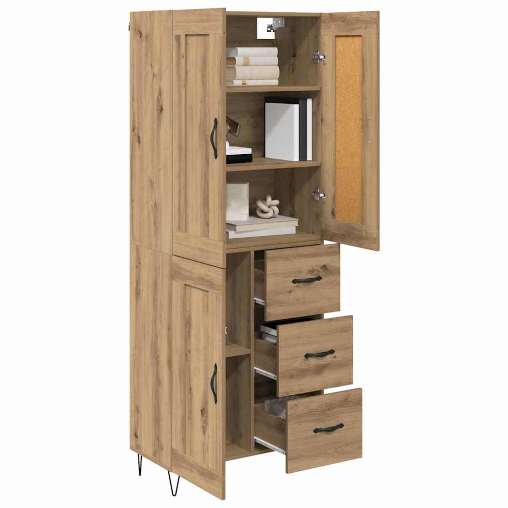 vidaXL Highboard Dąb rzemieślniczy 69,5 x 34 x 180 cm