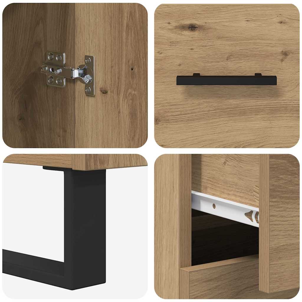 vidaXL Highboard z szufladą 2 pcs Dąb rzemieślniczy 69,5 x 34 x 180 cm
