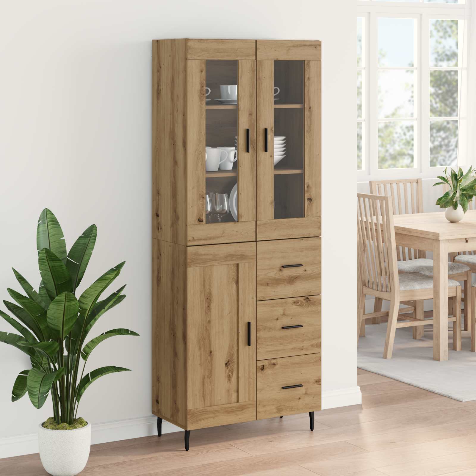 vidaXL Highboard 2 pcs Dąb rzemieślniczy 69,5 x 34 x 180 cm