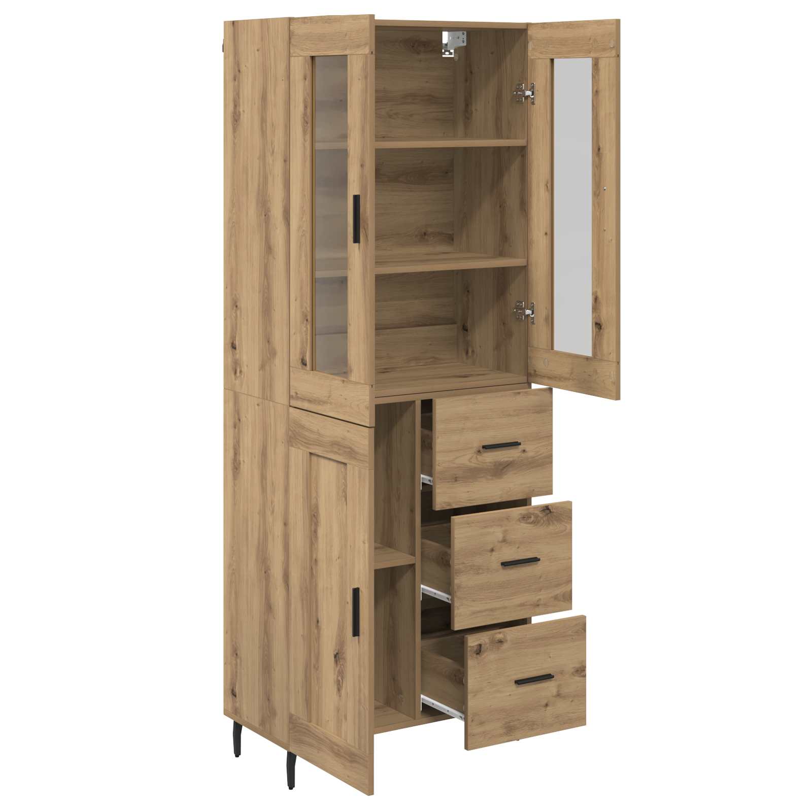 vidaXL Highboard 2 pcs Dąb rzemieślniczy 69,5 x 34 x 180 cm