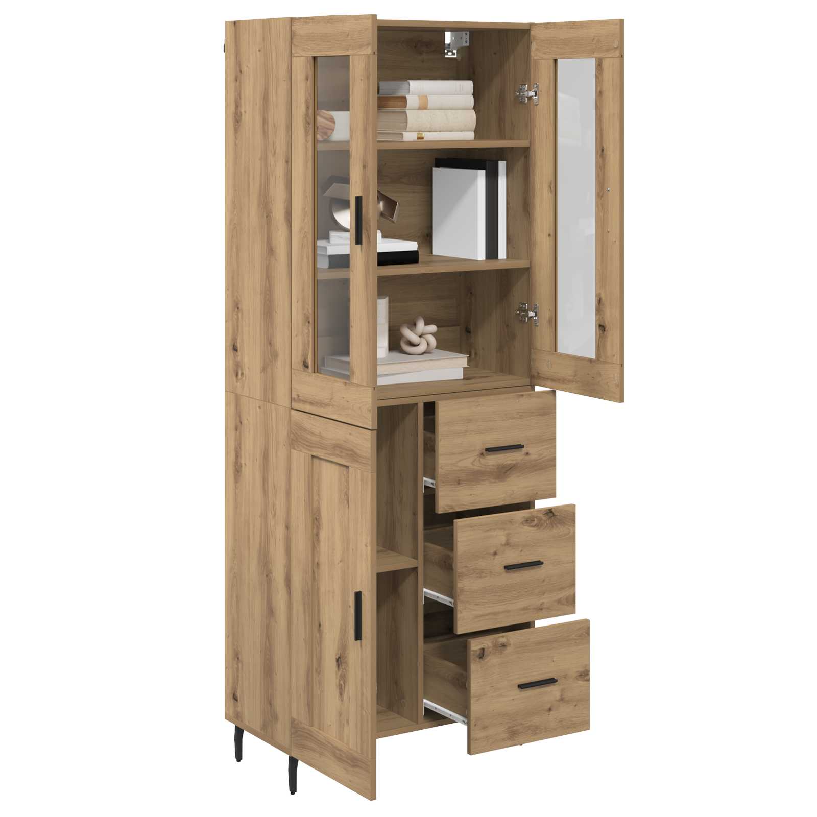 vidaXL Highboard 2 pcs Dąb rzemieślniczy 69,5 x 34 x 180 cm