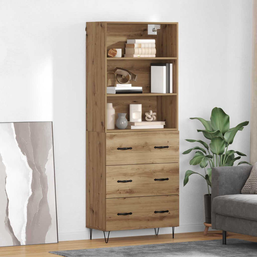 vidaXL Highboard 2 pcs Dąb rzemieślniczy Materiał drewnopochodny