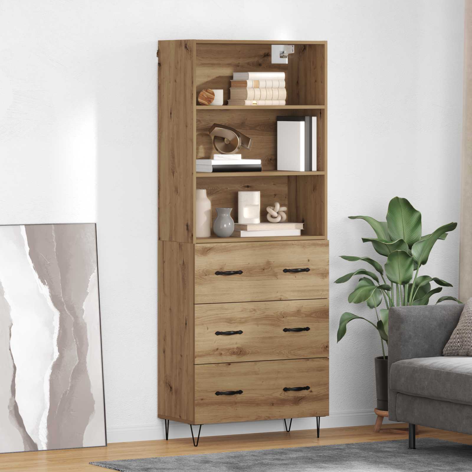 vidaXL Highboard 2 pcs Dąb rzemieślniczy Materiał drewnopochodny