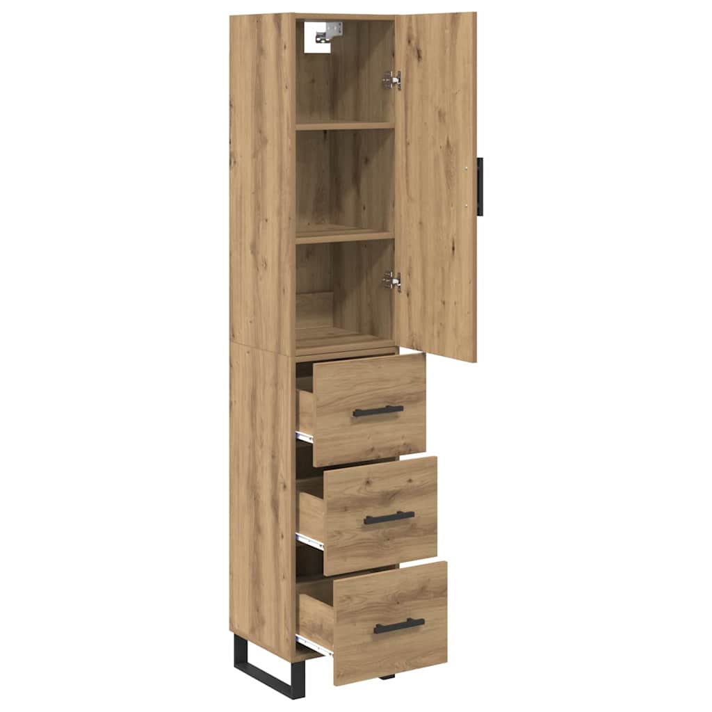 vidaXL Highboard z szufladą Dąb rzemieślniczy 34,5 x 34 x 180 cm