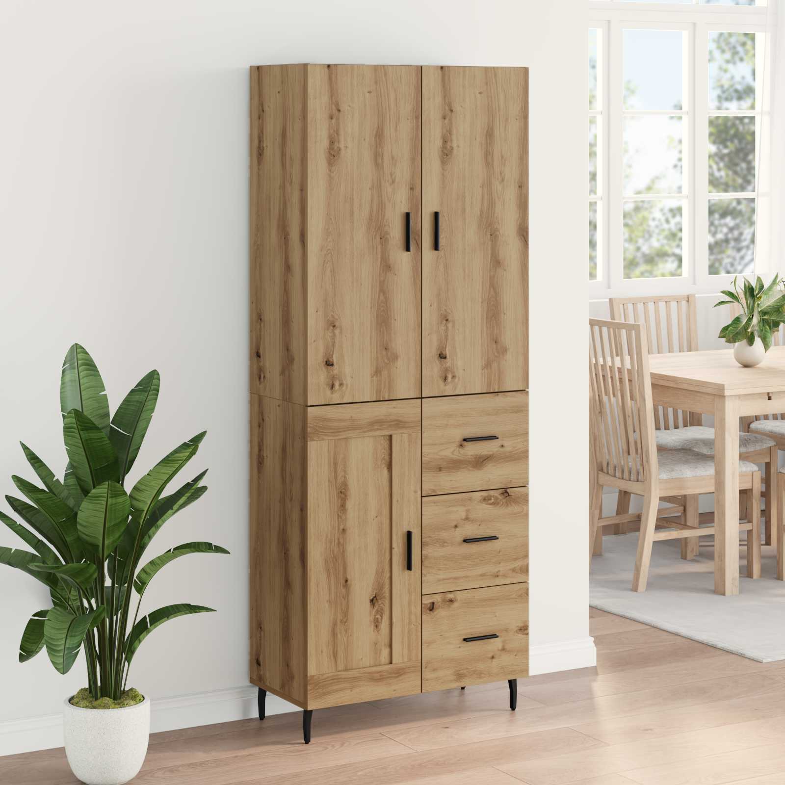 vidaXL Highboard 2 pcs Dąb rzemieślniczy 69,5 x 34 x 180 cm