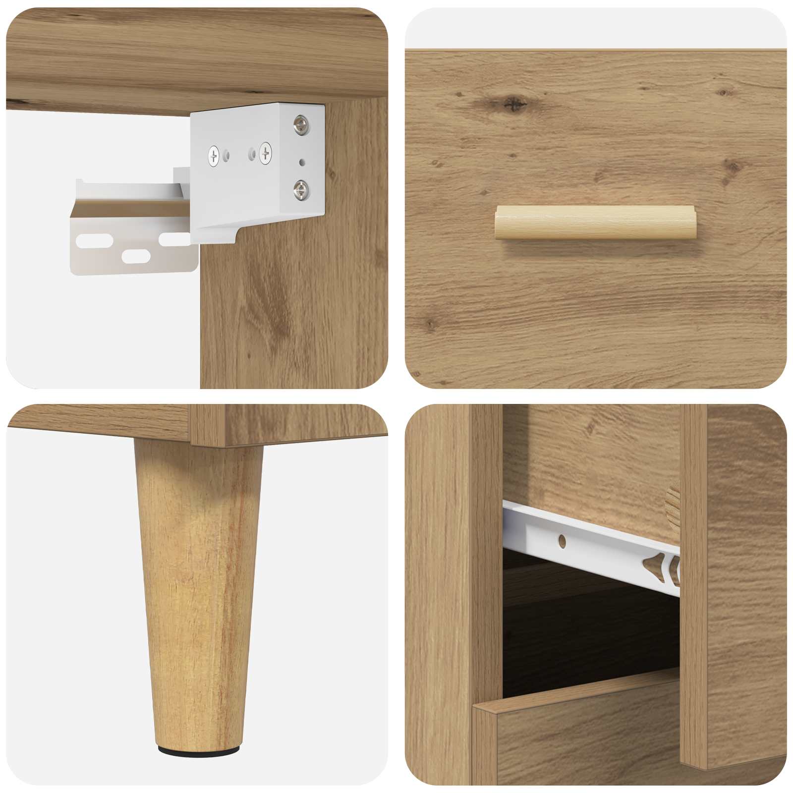 vidaXL Highboard z szufladą Dąb rzemieślniczy 69,5 x 32,5 x 180 cm